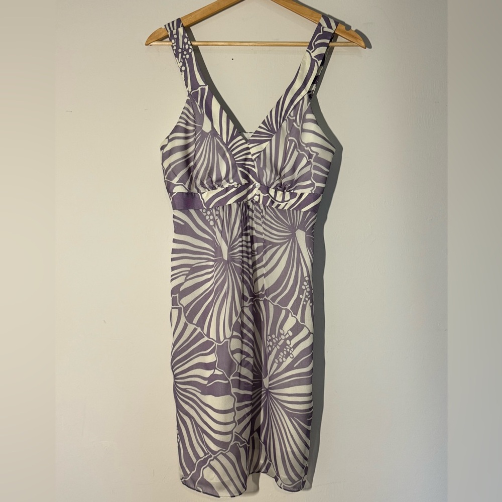 Milly Silk Floral Dress Lavender & Ivory Size 4